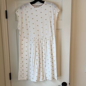 Boden White Dress with Gold Accents
